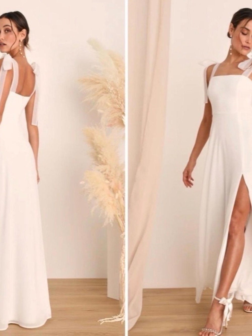 Lulus Elegant White Tie-Shoulder Maxi Dress